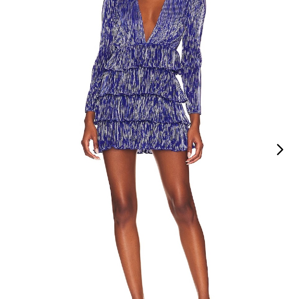 Lovers + Friends Mya Mini Dress Blue Long Sleeve Dress